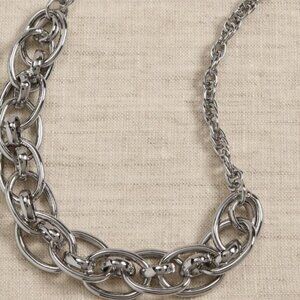 Silver Banana Republic Chain Open Link Necklace